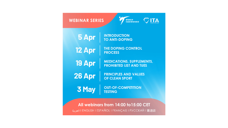 Anti-Doping Education Webinars Series from the International Testing Agency, in conjunction with World Taekwondo
