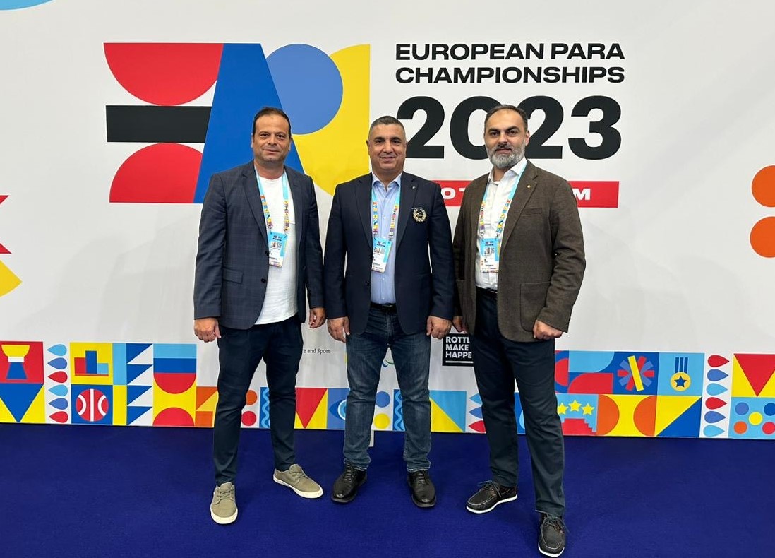 Ioannis Mouroutsos Sport Director ETU Usman Dildar ETU Technical Director and Dr. Said Khelwatty at the European Para Championships 2023